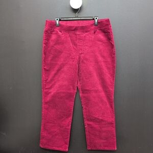 Denim & Co. Stretch Velvet Straight Leg Pull On Women's Pant US LP Cranberry